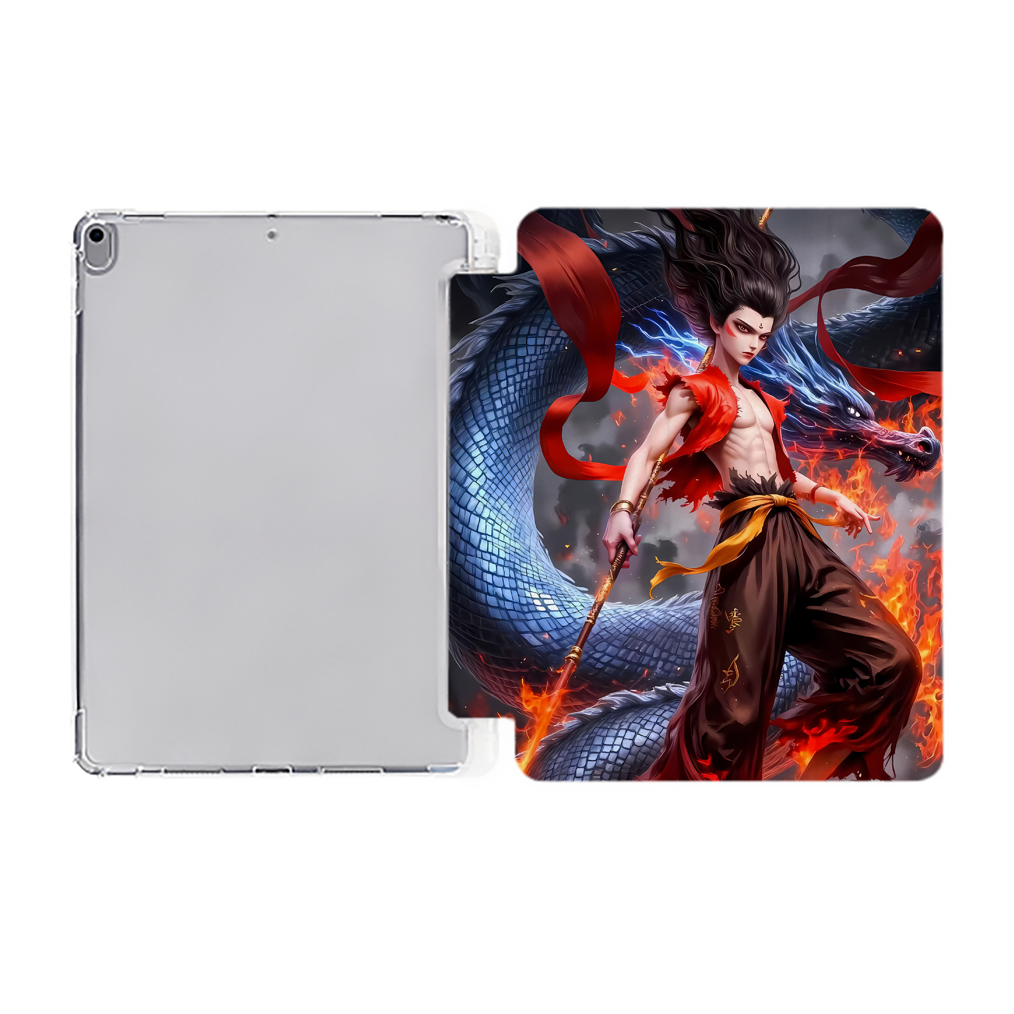 （画像用） Ne Zha 2 ナタ 魔童の大暴れ IPad ケース ペン収納付き 三つ折りスタンド PUレザー×シリコン 対応機種9.5/10.5/10.9インチ
